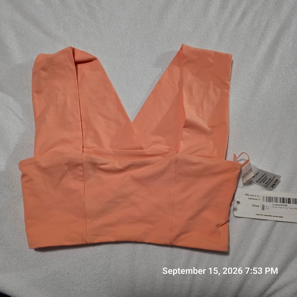 L*Space Parker Bikini Top Tangy Orange Wrap Front Swim XS B09BVCRYWP